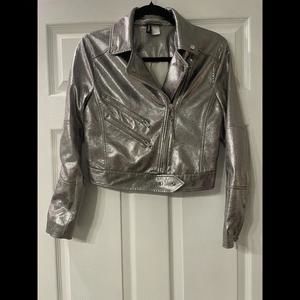 H&M Divided Metallic Silver Biker Jacket